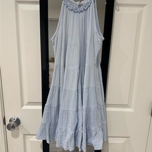 Elan Sky Blue Ruffled Dress